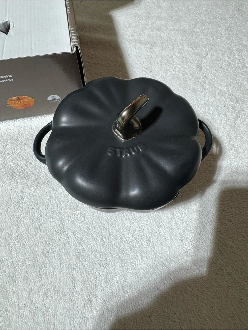 Staub Black Pumpkin Cocotte with Metallic Stem Handle